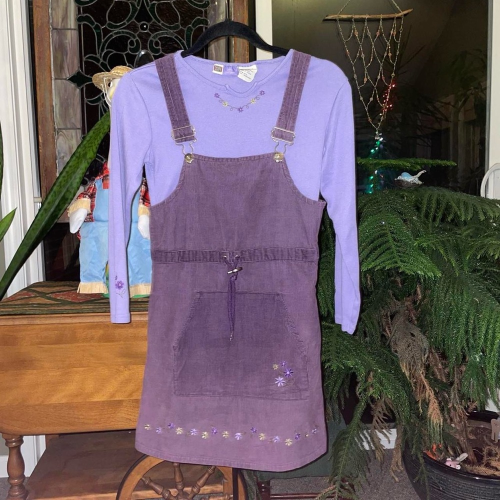 2000’s Faded Glory Girls Purple Corduroy Dress with Lavender Top Set